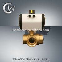 3 Way Brass Pneumatic Ball Valve With Actuator